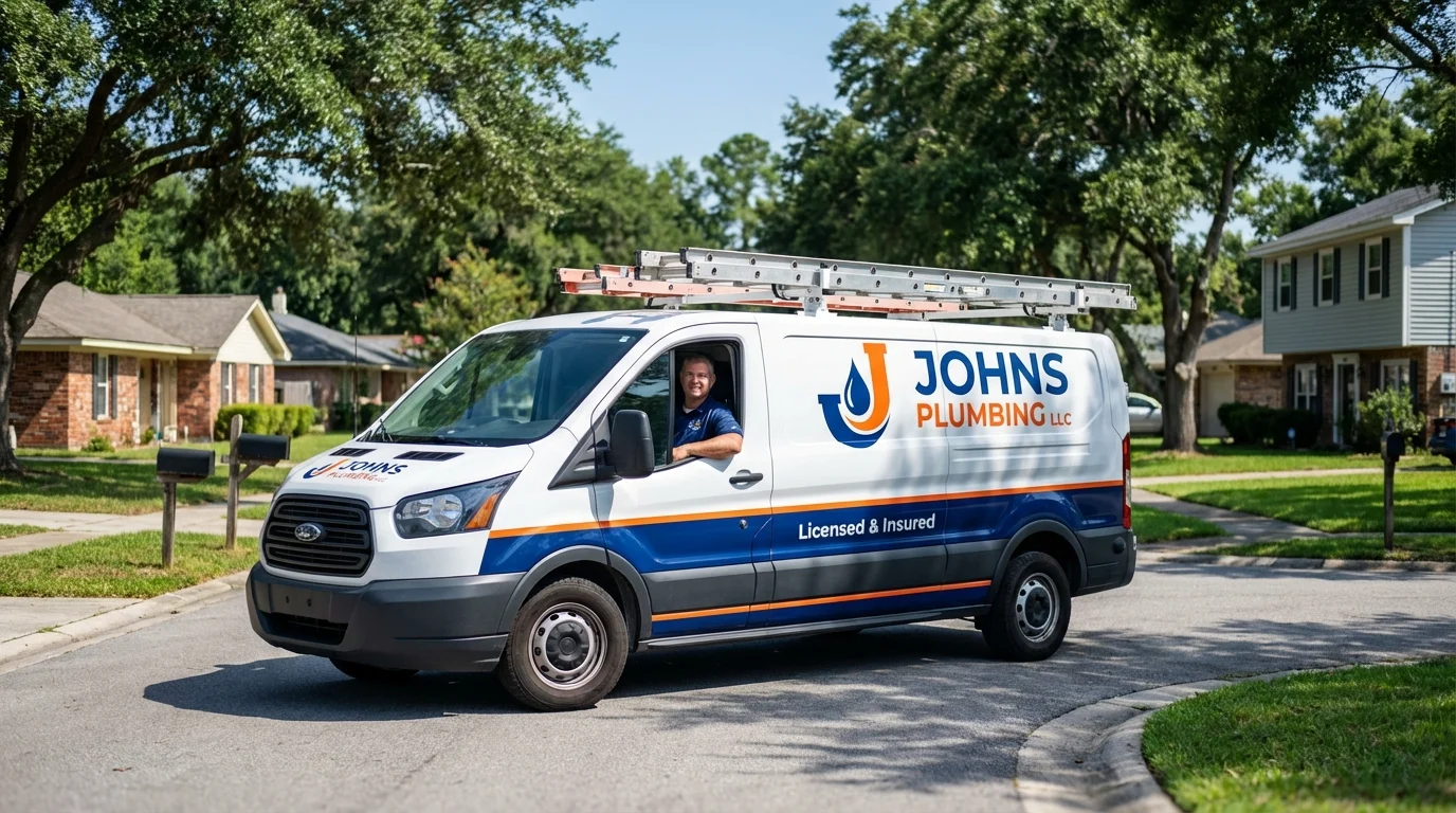 Johns Plumbing LLC service van in East Hartford, CT