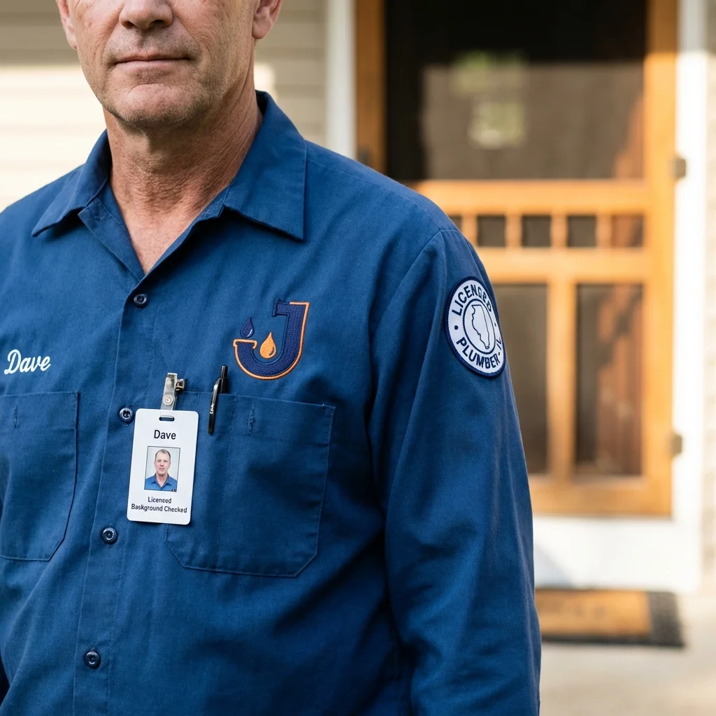 Licensed plumber showing ID badge in East Hartford, CT