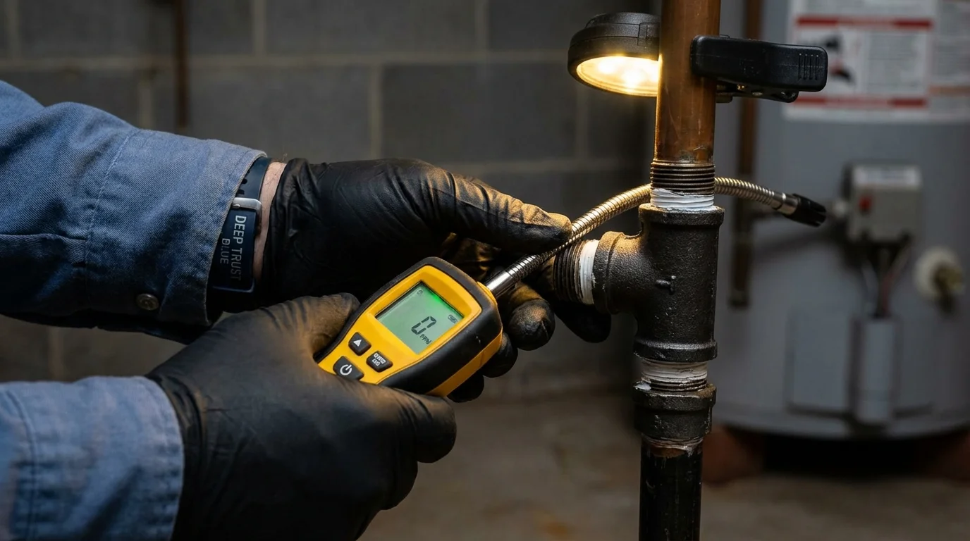 Gas leak detection with electronic sniffer by Johns Plumbing LLC in East Hartford