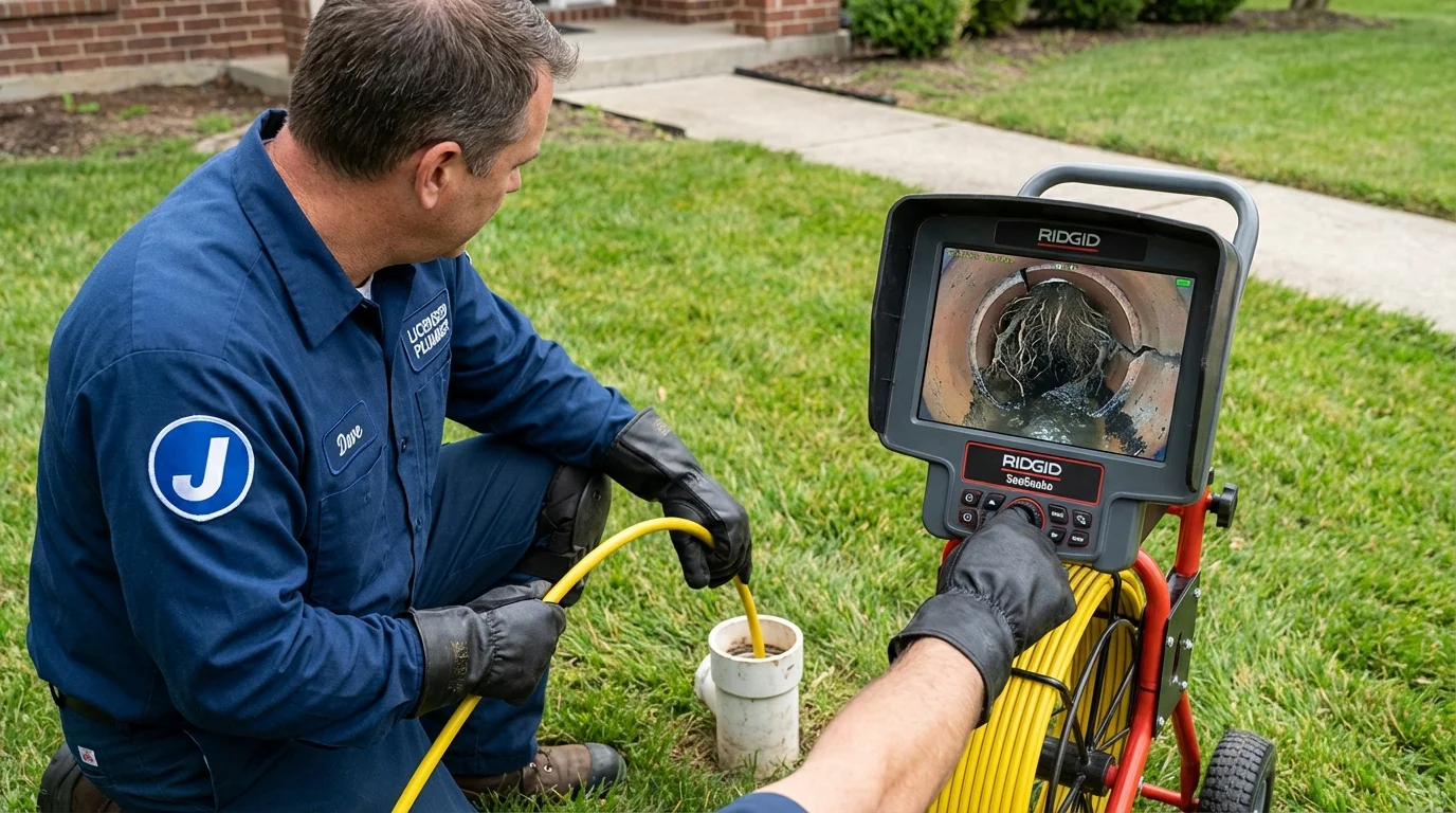 Sewer camera inspection being performed by Johns Plumbing LLC in East Hartford